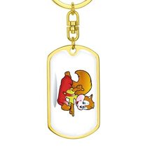 Squirrel - Luxury Dog Tag Keychain 18K Yellow Gold Finish - £35.81 GBP