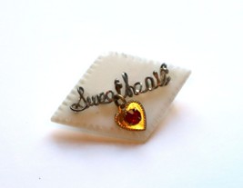 Vintage WWII Wire Sweetheart Brooch Pin Mother of Pearl Shell Rhinestone Heart - £20.63 GBP