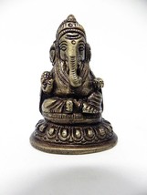 BRASS Statue Figurine Hindu GANESHA ELEPHANT INDIA VINTAGE - £23.35 GBP