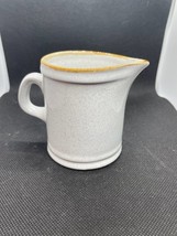 Small Grey with Tan Trim Stoneware Creamer Made in Japan - $9.74
