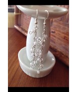 White Wedding Cascading Pearl Toned Beaded Earrings Pierced - £15.89 GBP