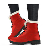 Faux Fur Combat Boots - Gradient Red | Red Combat Boots, Goth Boots, Han... - £64.10 GBP