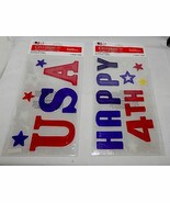 Gel Clings 4th Of July Celebrate It 2ea Reusable Washable Happy 4th &amp; US... - $10.82 CAD