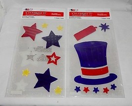 Gel Clings 4th Of July Celebrate It 2ea Reusable Washable Hat & Stars 45I - $7.89