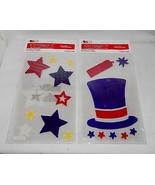 Gel Clings 4th Of July Celebrate It 2ea Reusable Washable Hat &amp; Stars 45I - $10.82 CAD