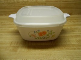 corning ware wildflower individual casserole dish with plastic cover for storage - £11.21 GBP