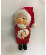 Vintage Plush Santa Tree Hugger 4 1/4&quot; Rubber Face Hands Black Boots Korea - $148.07 MXN