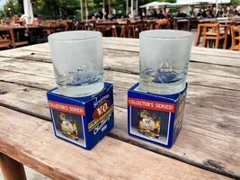 Seagrams VO Quarterback Challenge 2 Vtg Rocks Glasses Etched Man Cave Fo... - $19.87
