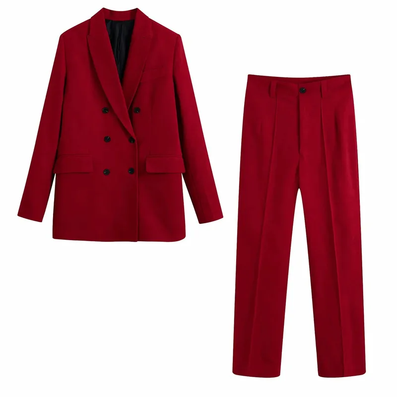 NWOMN Blue Women Long Sleeve Jacket Woman Vintage Red Double Breasted Elegant Fe - $125.71