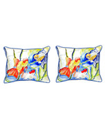 Pair of Betsy Drake Fantails Large Indoor Outdoor Pillows 16 Inch X 20 Inch - £70.39 GBP