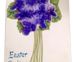 Easter Greetings Applique Applied Felt Violets Bouquet UNP DB Postcard H27 - $9.85