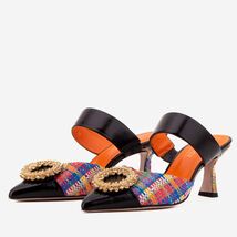 The Valencia Multicolor Leather Women Jewel Heel Mule Sandal image 2