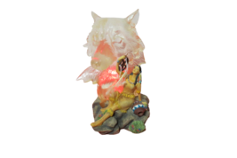 Vtg Mahala And Wolf Lighted Resin Figurine Table Top Shelf 9&quot;T Collections VIDEO - £24.10 GBP