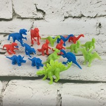 Brightly Colored Dinosaur Figures Large Lot Red Blue Green - £4.66 GBP