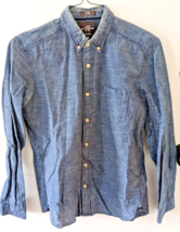 H&amp;M LOGG men&#39;s size SMALL blue chambray-like button down dress shirt office hm - £3.86 GBP