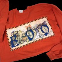 Vintage Sweatshirt Halloween Pumpkin Orange Made in USA Teddy Bears Unis... - £23.79 GBP