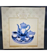 Crown Accents 10pc Ceramic Tea Set 8+ Blue And White Periwinkle. - £23.38 GBP