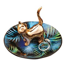 Copper Kitty Cat Ceramic Jewelry Ring Holder Dish 4 X 3.5&quot; - £15.81 GBP