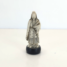 Chinese Resin Figurine Of Wise Man Fuk Luk Sau On Wood Stand w/ Seal Bas... - $37.34