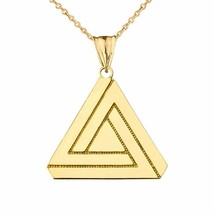 14k Solid Yellow Gold The Impossible (Penrose) Triangle Pendant Necklace - £172.34 GBP+