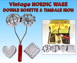 Vintage Nordic Ware Double Rosette and Timbale Irons 4 Shapes Original B... - $23.39