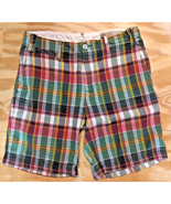 Polo Ralph Lauren Mens Size 29 Young Adult Shorts Green Red Plaid Chino ... - $24.11 CAD