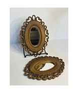 VTG Homco Wall Hanging Retro Framed Mirrors Set of 2 Wall MCM Faux Wicke... - $27.68