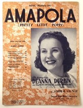 1940 Amapola Pretty Little Poppy Sheet Music Deanna Durbin Cover J. Lacalle - £19.87 GBP