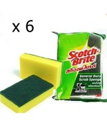 6 x Scotch Brite 3M Pads- Scrubbing Sponges Dish Washing Cleaners - 4 x 3 inches - $17.32