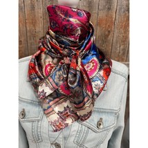 Hot Pink Paisley Printed Western Southwestern Wild Rag Scarf Accent - £19.46 GBP