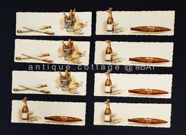 antique UNUSED DIE CUT PLACE CARDS 8pc wine champagne cigarette smoke 1.... - £37.59 GBP