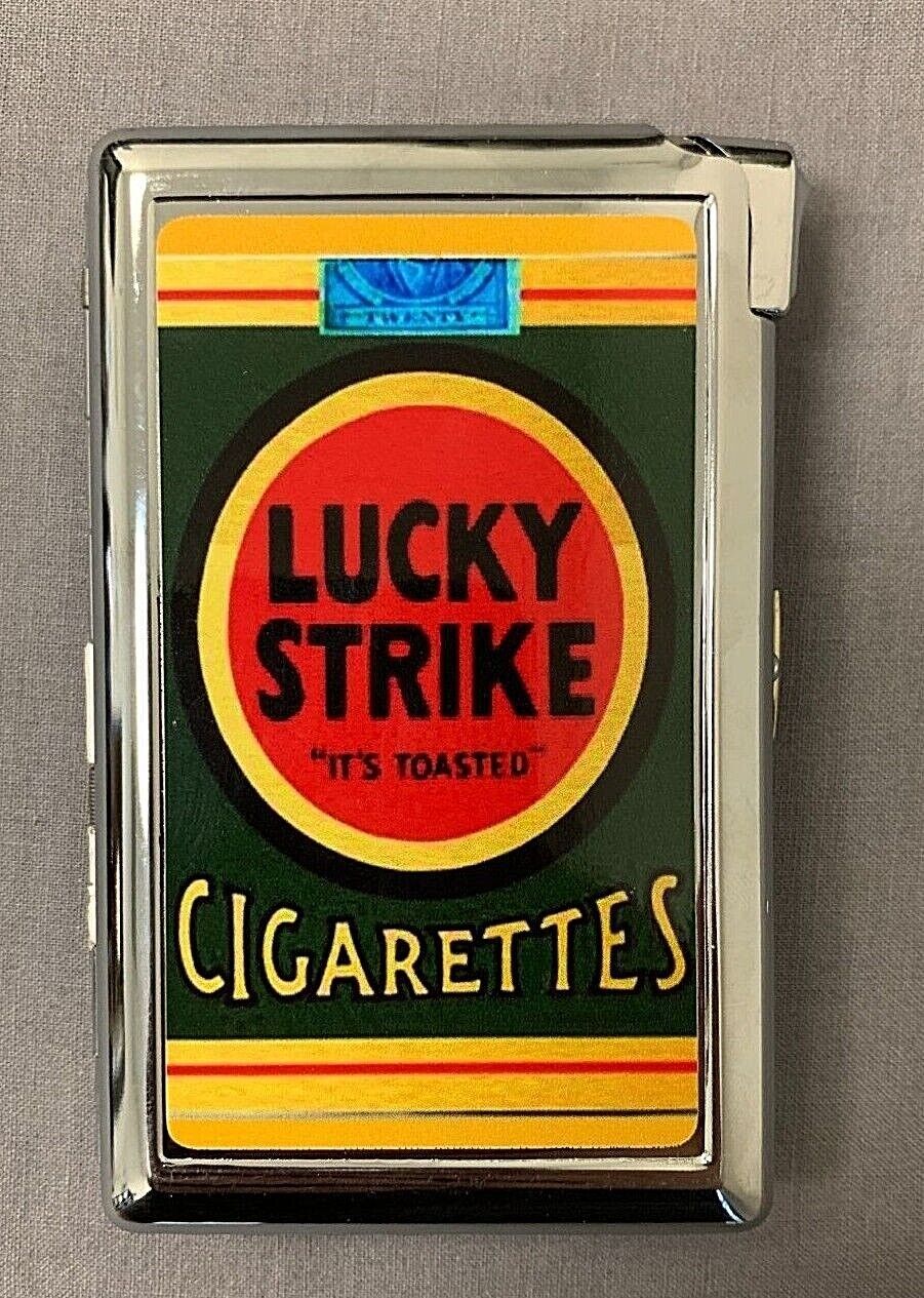 Lucky Strike Vintage Ad Image Cigarette Case with lighter ID Holder Wallet LS02  - $20.74