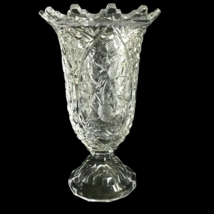 Vintage 50s Heavy Cut Glass Footed Vase 10 in Tall - $70.79