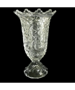 Vintage 50s Heavy Cut Glass Footed Vase 10 in Tall - $98.21 CAD