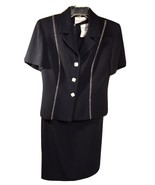 Danny &amp; Nicole 2 pc. Womens Elegant Black Embroidered Front Dress Suit s... - £35.37 GBP