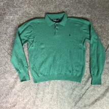 Vtg Polo Ralph Lauren Mens Sweater Extra Large Green Maroon Pony Lambswool Top - $29.98