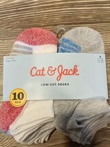 Boys' 10pk Stripe Low Cut Socks - Cat &amp; Jack Small Knit Ankle. NWT. M - $8.91