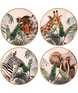 4 ASSORTED 9.5&quot; STONEWARE SAFARI ANIMAL PATTERN PASTA BOWLS FROM PORTUGAL - £52.51 GBP