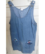 Vintage Disney Mickey Unlimited &amp; Minnie Embroidered Denim Dress Large V... - $461.09 MXN