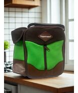 VTG Tupperware Insulated Lunch Bag Box Brown and green Zip Bottle 9.5&quot; X 8&quot; - $19.41 CAD