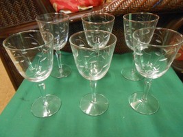 Beautiful Wheel Cut Glasses- Set of 6 WINE Glasses 7.25&quot; - $18.40