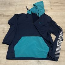 Nike Training Hoodie Mens L Blue Colorblock Graphic Arm Logo 1/4 Zip Swe... - $19.40
