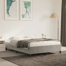 Bed Frame Light Grey Velvet (100% polyester), plywood Full - $323.25 CAD