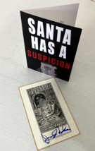 Joseph Finder author Santa has a suspicion holiday card sticker bookplate - $19.75