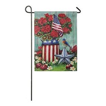 Meadow Creek Patriotic Milk Can Decorative Suede Garden Flag- 2 Sided,12.5&quot; x 18 - £11.86 GBP