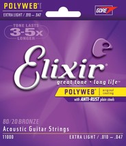 Elixir Polyweb Extra-Light Acoustic Strings (10-47) - £33.82 GBP