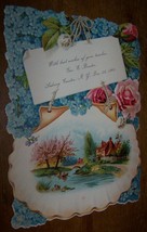 1902 Antique Victorian Diecut Christmas Greeting Card Sidney Center Ny Baxter - £7.77 GBP