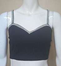 SINCERELY JULES Black With Rhinestones Crop Top Size Med NEW - $13.85