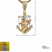 10K Gold CZ Three Tone Eagle Anchor Charm - £191.83 GBP