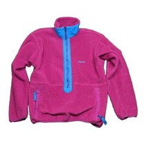 Patagonia Kangaroo Pocket Zip Bright Pink Fleece Jacket Women&#39;s Size 12 USA  - £46.62 GBP